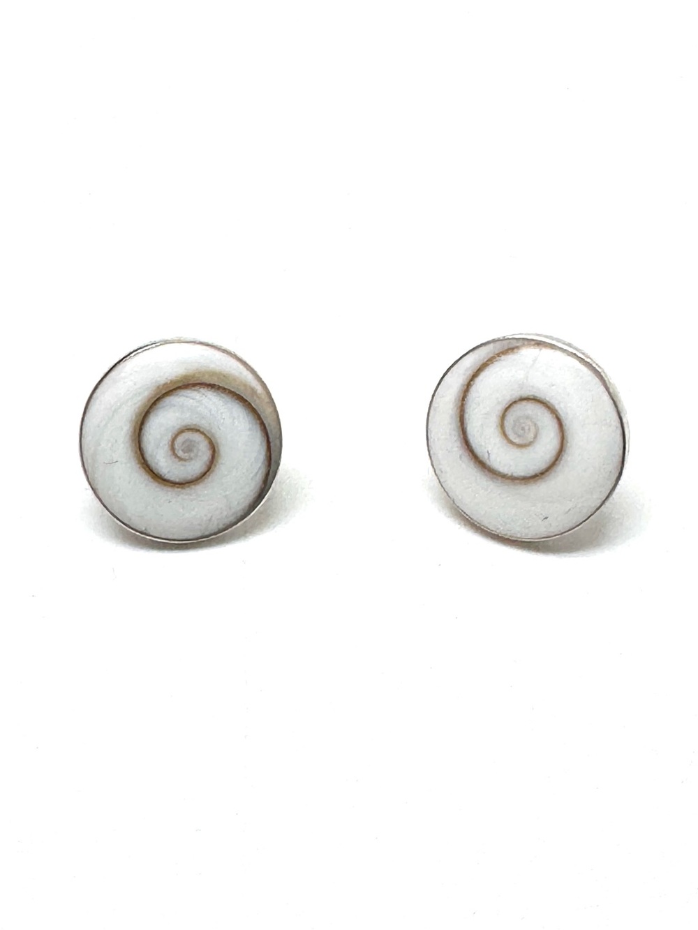Shiva Eye Shell Cat’s Eye Sterling Silver Spiral Stud Earrings